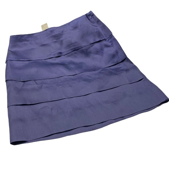Ann Taylor LOFT  Purple Tiered Side Zip Lined A-Line Skirt - Picture 6 of 9